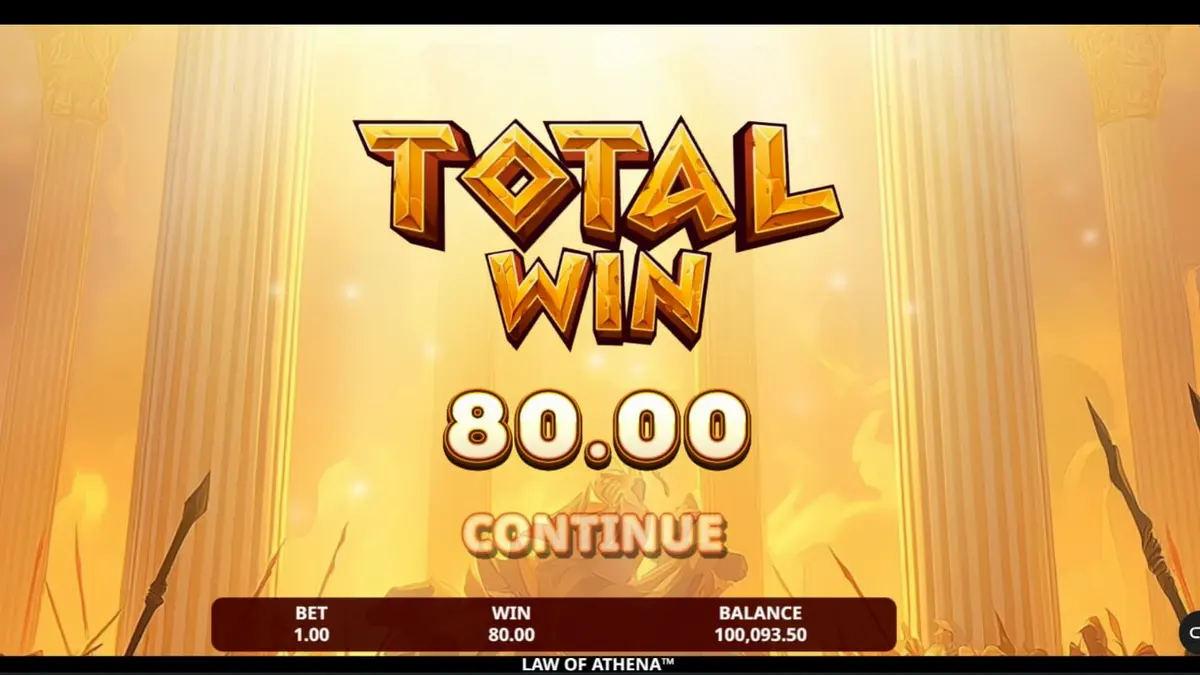 Tampilan visual slot Law of Athena dengan tema Yunani Kuno